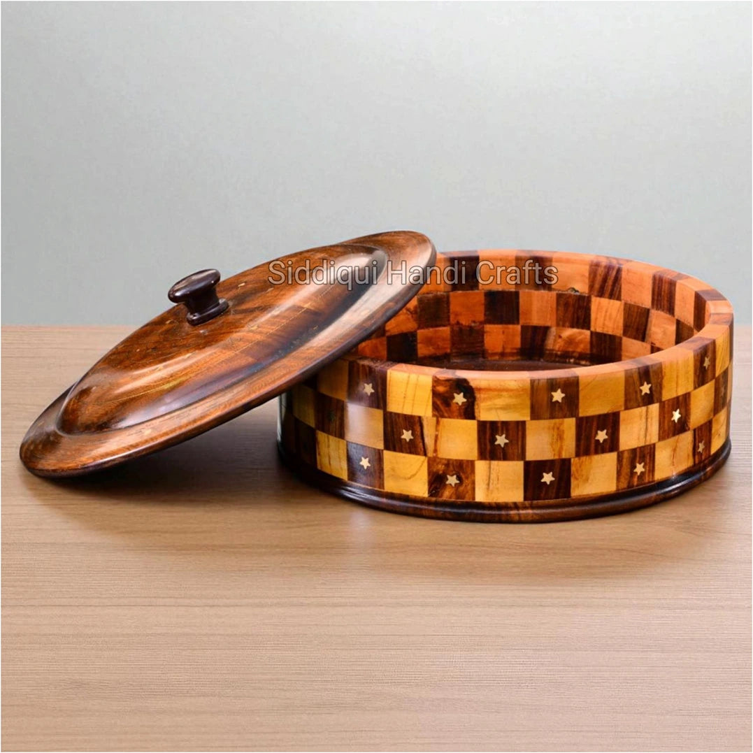 Wooden Hot Pot With Brass (Tukri) Work