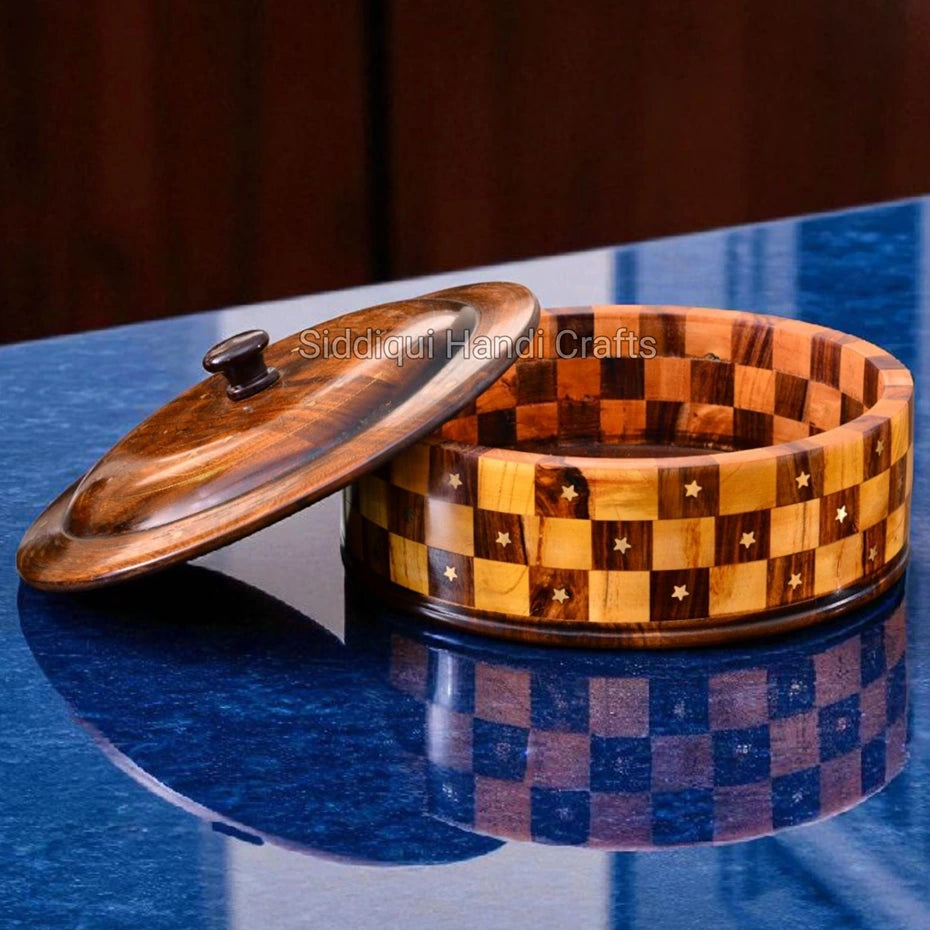Wooden Hot Pot With Brass (Tukri) Work