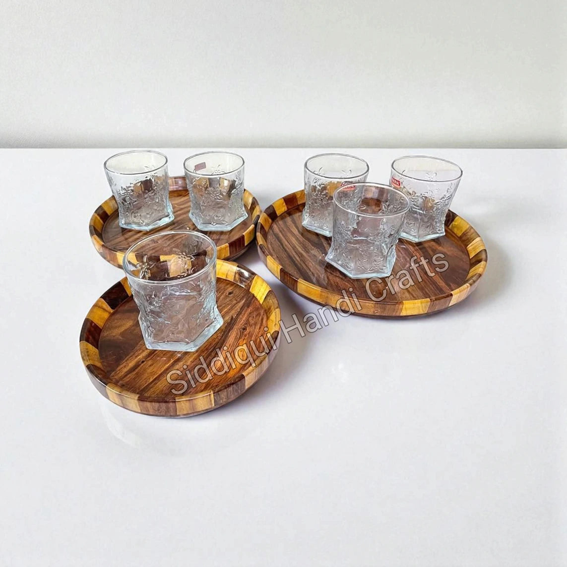 3 Pcs Wooden Serving Trays Set