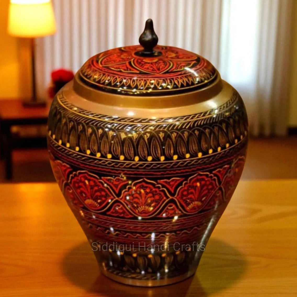 Black & Red Nakshi Art Candy Jar