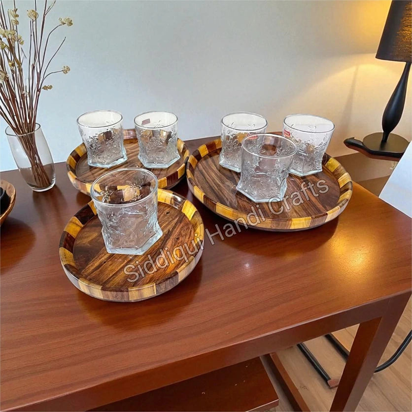 3 Pcs Wooden Serving Trays