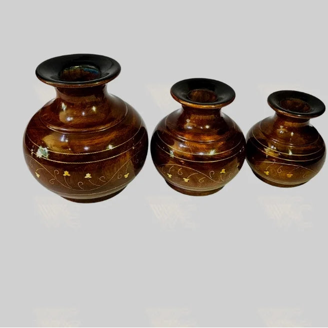 Wooden Pitcher Flower Vases Set